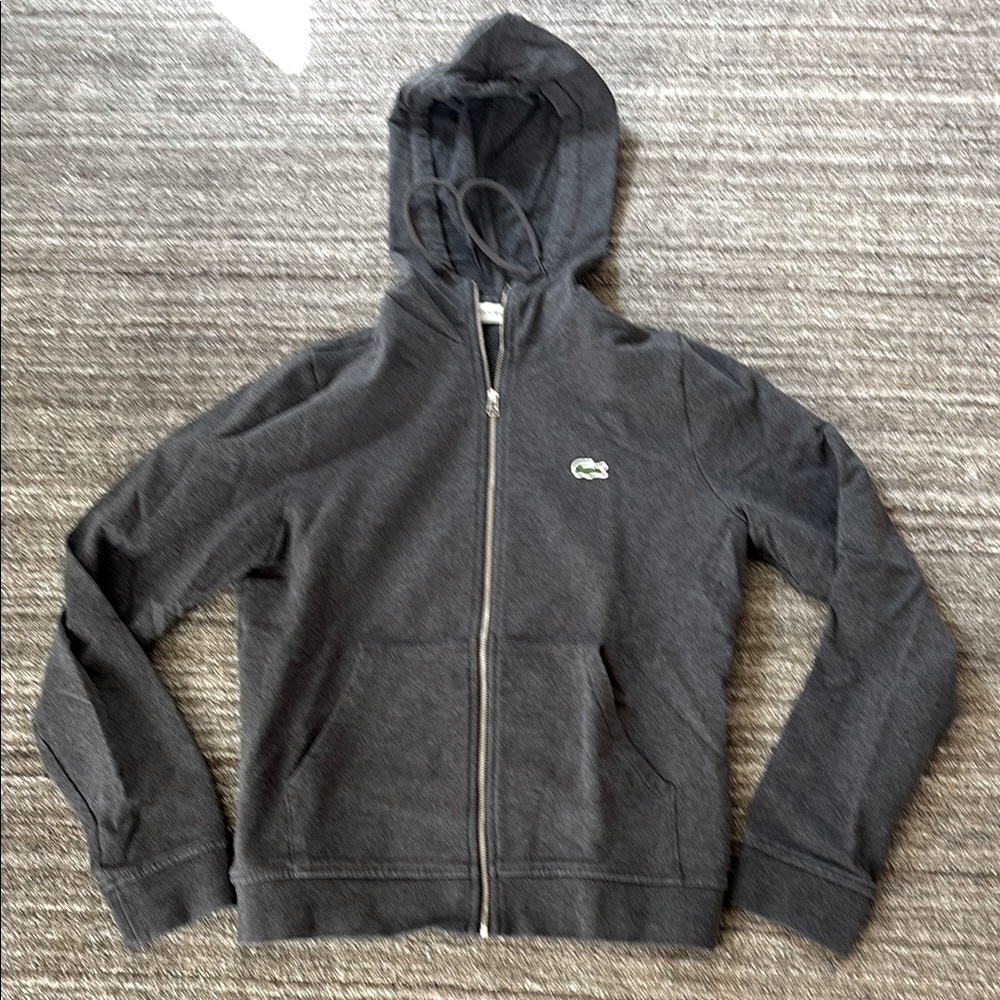 Lacoste Sport zipper hoodie charcoal crop